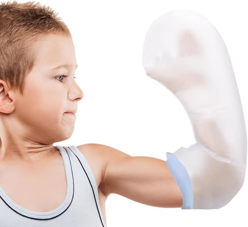 Fasola Protégé Platre Bras Enfant pour Douche, Protection Plâtre Étanche Bras Bebe Réutilisable, Housse Platre Bras Enfant Maintenir le Plâtre et le Bandage au sec, L