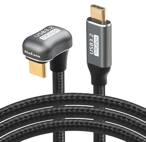 SinLoon USB-C-Kabel, 100 W, U-förmig, abgewinkelt, 3,2 Typ C, Stecker auf Buchse, Datenverlängerung, 10 Gbit/s, geflochtenes Nylonkabel, schnelles Aufladen für USB-C-Geräte (1 m)