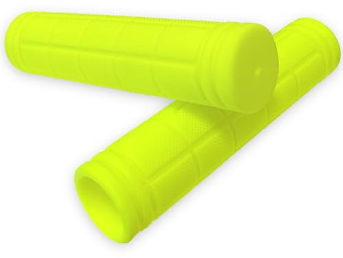 FRSOHEWIN Cykelhandtag, för styre, ergonomiska cykelhandtag i gummi, för MTB, stadscykel och mountainbike, 1 par, 120 mm, gul