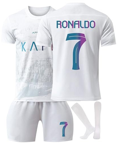 Fußball Trikot 23/24, Al NASSR Nr.7 Hause/Auswärts Fußball Trikot Shorts und Socken Anzug für Kinder/Erwachsener, Fussball Trikots Jungen Herren