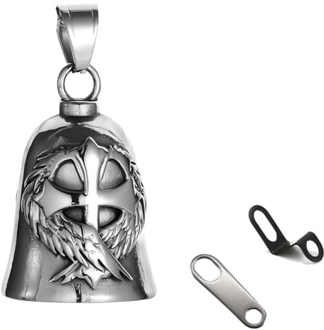 MANOPRANA Guardian Bell Motorrad GlöCkchen Guardian Biker Bell Motorrad Glocke Motorrad Glocke SchlüSselanhäNger Motorrad AnhäNger（Kreuzflügel）