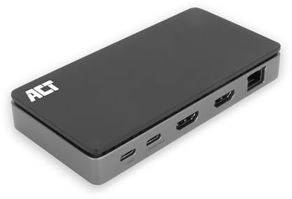 ACT 9 en 1 USB C Docking Station 4K60Hz, 2 Puertos HDMI, 100 W PD - AC7093 | Soporte ergonómico para portátil