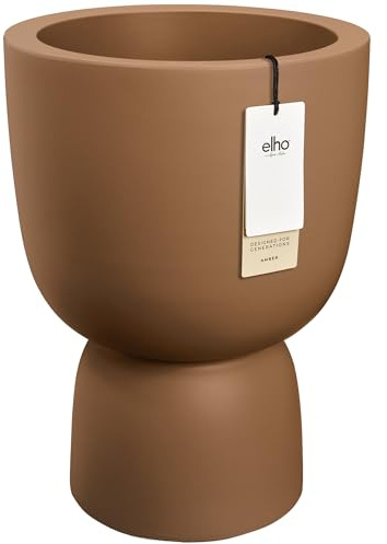 Elho Amber Coupe 35cm Pot de Fleurs - Caramel | Ø 34.9 x H 49 cm | Convient à l’intérieur et à l’extérieur | Plastique 100 % recyclé
