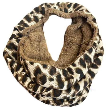 J26 Leopard Zebra, morbida e calda sciarpa invernale in pile, scaldacollo, sciarpa rotonda Leo, soffice, unisex, Leo Marrone Marrone, Umfang: 160 cm, Breite: 18cm
