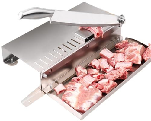 FUYAO Stainless Steel Meat Cutting Machine Bone Meat Cutter, Home Manual Ribs Meat Chopper, Commercial Food Slicer For Fish Chicken Beef Frozen Meat