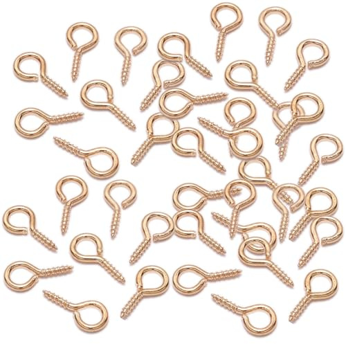 400 occhielli a vite, ganci a vite KC dorati, piccole viti con occhiello, 6 mini viti a occhio di capra in metallo da 13 mm, viti a occhiello