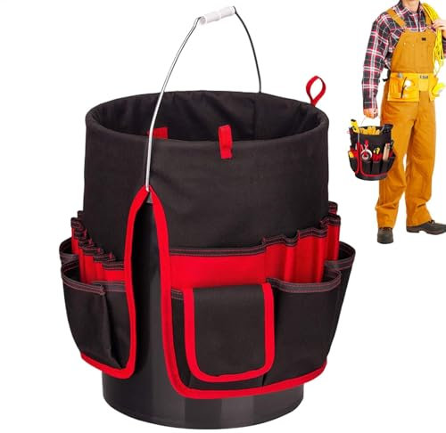 Bucket Tool Bag - Multi Function Tool Belt Bag with Multiple Pockets | Waterproof Cleaning Bucket Organiser, Gardening Tools Organizer for Screwdrivers, Levels, Pliers, Wrenches