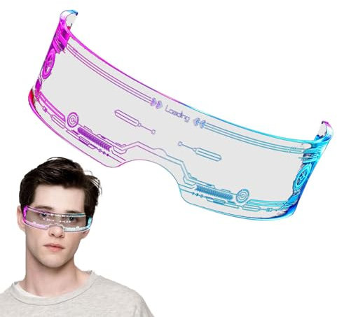 Générique Light up sunglasses, 12 modes LED light up sunglasses, 7 colour sci-fi style visor glasses, light up glasses for Halloween, Cosplay, Parties, Clubs, Nightlife, and Themed Events