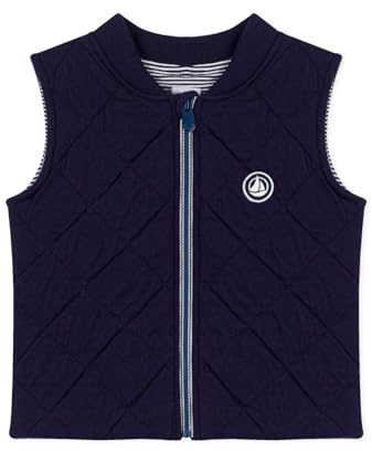Petit Bateau Piumino da bambino senza maniche in Cotone trapuntato, sera, 18 mesi
