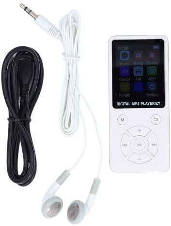 64 GB MP3, MP4-spelare med 5,0, 1,8 tums skärm, bärbar HiFi-musikspelare med högtalare, Video FM E-bok, hörlurar stöd för upp till 128 GB (vit)