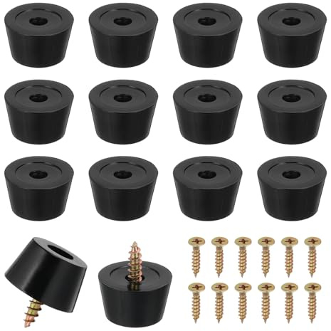 PATIKIL 14 Set Rubber Feet, 21x17x11mm Cutting Board Feet Non Slip Bumpers 5mm Screw on Rubber Feet Round Black Pads for Electronics Furniture Cutting Board Chairs Cabinet Sofa Speaker