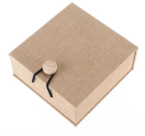 WRITWAA Caja De Regalo De Joyería De Madera Con Superficie De Lino RúStico Y Cerradura De Cuerda Para Pulseras Y Joyas Soporte Elegante De Brazalete