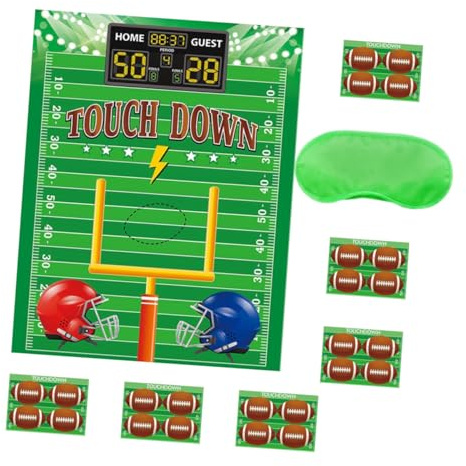 HOMOBABE 1set Rugby Party Supplies Interactive American Football Game Posters Stickers Blindfold Engaging Sports Theme Decorations for Boys and Girls Game Day Celebrations