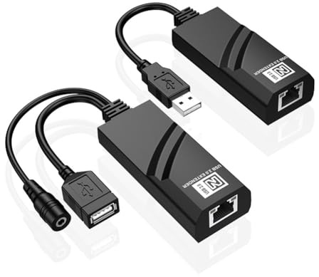 Remingtape Extender USB 2.0 su Ethernet Cat5 Cat5E Cat6 Trasferimento Fino A 100 M Ricevitore RJ45 con Adattatore di Alimentazione DC5V/2A (UE)