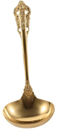 VICASKY Mestolo Zuppa Grande in Acciaio Inossidabile Dorato Cucchiaio Da Portata Elegante Per Cucina Casa Ristorante Design Occidentale Resistente e Facile Da Pulire