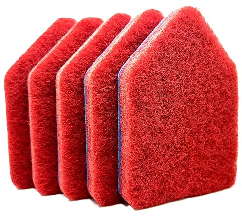 Red Scouring Pads, Fit Extendable Tub Tile Scrubber Brush | 5 Pack Scrub Pads Refill Replacement Pads for Cleaning Bathroom Kitchen Toilet Tile, Compatible Fit Moku, Yocada, Cleanhome