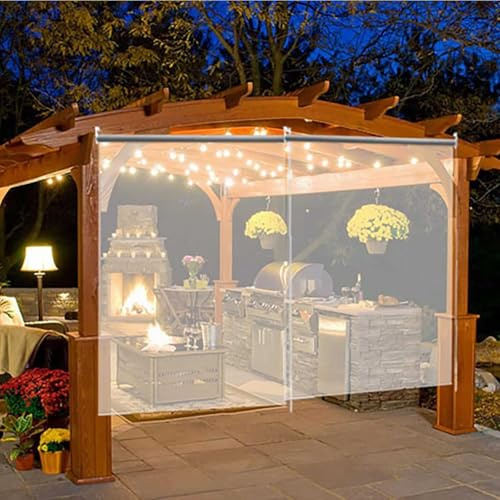 Transparent PVC RollUp Garden Awning Customizable Outdoor Waterproof Canopy with UV Protection Rain & Snow Shield for Home & Kitchen Decor 200x250cm
