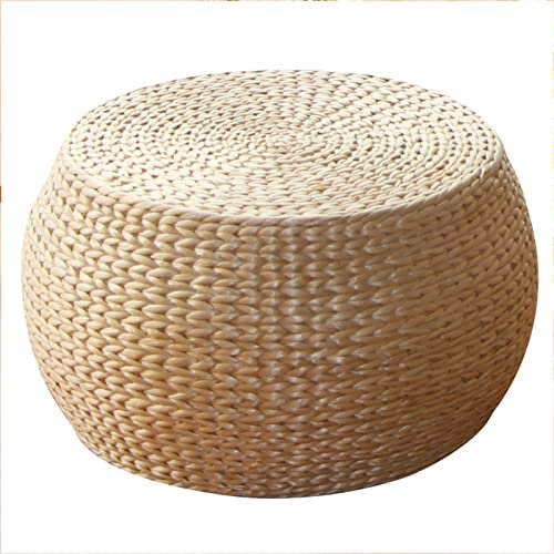 Rattan-Pouf, handgefertigt, geflochten, runde Fußstütze für Wohnzimmer, Schlafzimmer und Kinder, rustikale Akzentmöbel für Heimdekoration