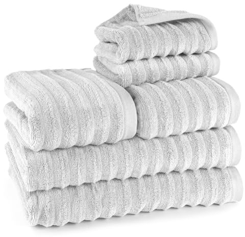 Pure Label Handtücher Set 6-TLG 2x70x140 2x50x100 2x30x50 Hellgrau | Weich, saugstark und pflegeleicht – für ein angenehmes Gefühl jeden Tag
