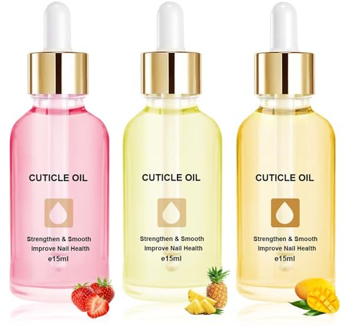 LOPHE Olio Unghie Cuticole, 3PCS Olio per la Cura di Unghie con Olio di Jojoba, Vitamina B, Cheratina, Idratante e Rigenerante, Vegan e Naturale–Aroma Fruttato, 15 ml(A)