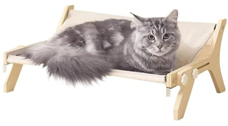 per gatti in legno, resistente su entrambi i lati, con design di sicurezza, posatoio rialzato, copertura in tessuto lavabile per sedile di riposo sul davanzale, comodo mobile per animali