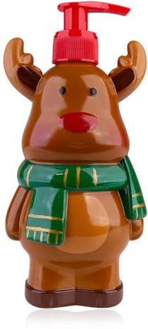 Distributeur de savon Accentra avec savon pour les mains DEER savon liquide dans un distributeur à pompe cerf, parfum : Frosted Cranberry, cadeau femme Noël renne cerf