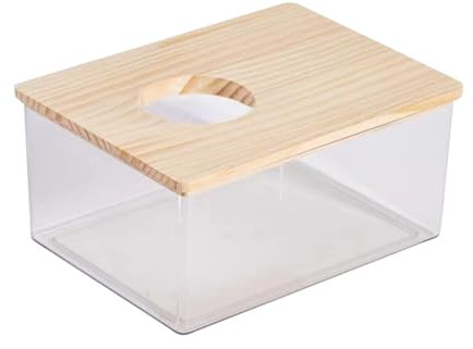 YAOHY Transparent Hamsterbadkar Container Toalett Sandbad Dubbelanvändning Tvätt Sandbad Behållare Hus Stor Kapacitet Urin Sand Splash-proof Hamster Sandbadbehållare(L,A)