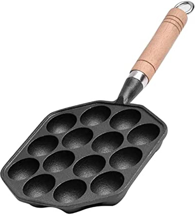 Phefop Padella Takoyaki, 14 Fori in Ghisa Antiaderente per Polpette, Padella Non Rivestita per Pancake, per la di Casa, Torte, Cottura, Pop, Danese, Ripieno