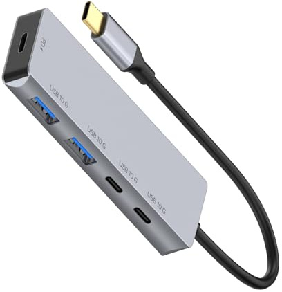 Concentradores USB C de 4 puertos de 10 Gbps, aleación de aluminio, adaptadores de carga PD100W para laptop, teléfono, tabletas, base USB C para laptop y teléfono