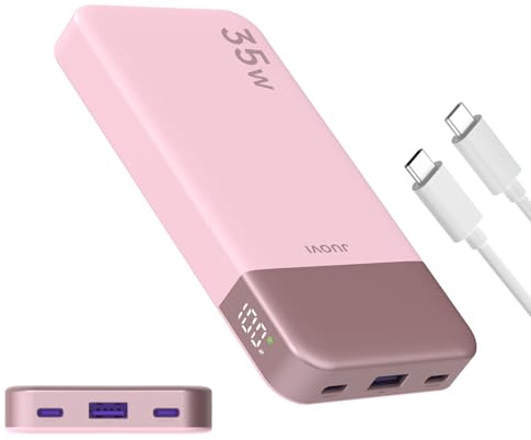 JUOVI Batterie Externe 35W 10000mAh Charge Rapide USB-C Power Bank | Charge rapide 35W avec PD 3.0 et QC 4.0 pour iPhone, Samsung, tablette et Switch. Format compact avec port USB-C