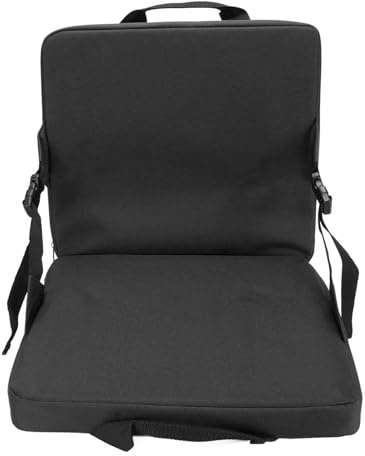 Srliya Cojín Blanqueador con Respaldo, Cojín Plegable para Asiento de Estadio con Soporte para la Espalda, Blanqueador con Mango Portátil para Exteriores (Negra)