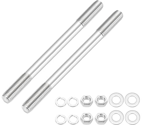 QUARKZMAN 2 Set Perni Filettati Doppi M10x120mm, 304 Acciaio Inossidabile Barre Filettate Doppie Con Dado E Rondella Per Manutenzione Casa Ancoraggio Strutturale Viti Di Fissaggio