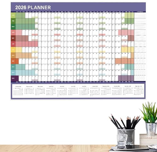 Väggkalender 2026 - väggdagbok med självhäftande etiketter och landmärken 73 x 51 cm | Månadskalender | för planering av arbete skola semester