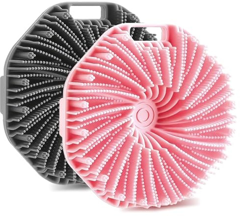 OuryTech Duschbürste, 2 Stück Silikon Duschschwamm Body Scrubber Mit Anti Rutsch Griff, Sanfte Körperbürste Für Alle Hauttypen