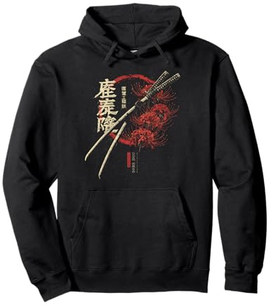 Katana Épée de lys araignée Rouge Anime Japonais Otaku Sweat à Capuche