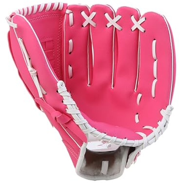 Basebollhandske baseballhandske vaddhandskar, praktisk utrustning, storlek 10,5/11,5/12,5, vänster hand för vuxna, herr och dam (10,5 tum rosenröd)