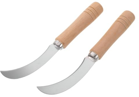 BESTOYARD 2 Piezas Cuchillo para Verduras y Frutas con Afilada Pequeño Curvo para Cortar Plátanos Piña y Verduras Ajo Chino