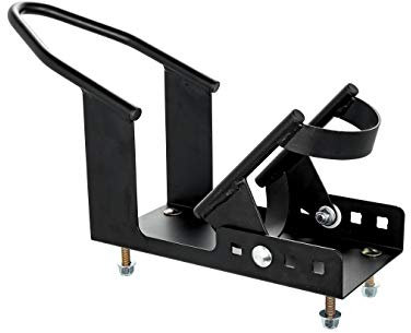 Camco Motorcycle Wheel Chock with Handlebar Straps | Keeps Your Motocycle Upright During Transit | Mountable | Universal Tire Fit (66100)