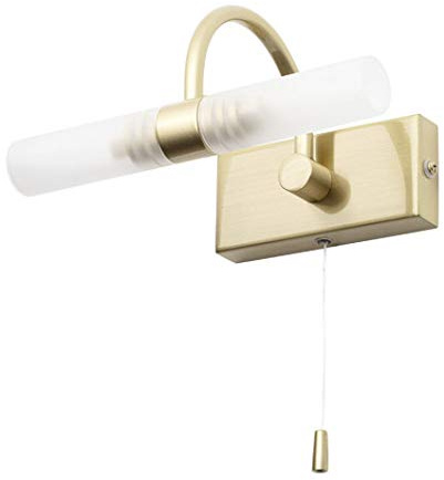 LITECRAFT Crista Wall Light Bathroom 2 Arm with Pull Switch - Satin Brass