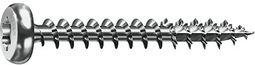 SPAX Universalschraube, 4,0 x 45 mm, 200 Stück, T-STAR plus, Halbrundkopf, Vollgewinde, 4CUT, WIROX A9J, blank verzinkt, 0201010400453