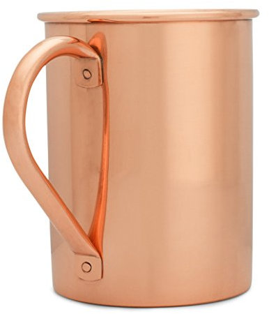 Copper Mules PURE Copper Mug RAW Copper Interior Ideal for Ayurvedic Health Benefits and Moscow Mules - Straight Smooth Finish - Authentic and Strong Riveited Handle - Holds 16oz