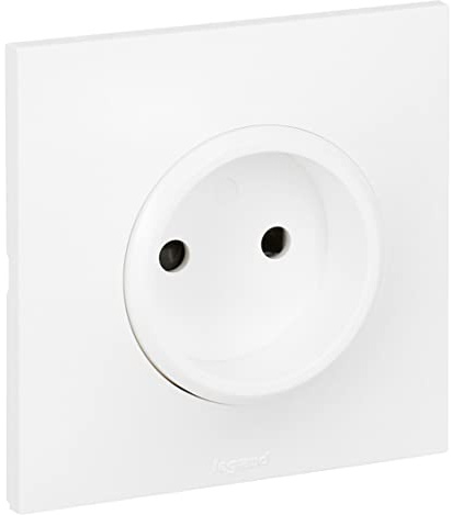 LEGRAND - Prise Electrique Murale 16A Sans Terre Neptune - Prise Monobloc - Fixation à Griffes/Vis - Blanc