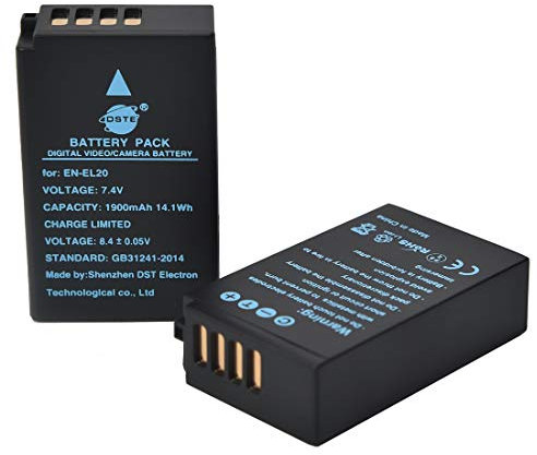 DSTE 2-Stück Ersatzakku Set EN-EL20 Batterie kompatibel mit Nikon 1 J1, 1 J2, 1 J3, 1 S1, 1 V3, 1 AW1