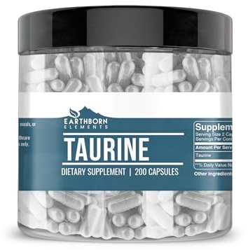 Earthborn Elements Taurine, 200 Capsules, Pure & Undiluted, No Additives