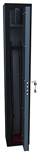 Armadio Portafucili Armi Blindato Fuciliera In Acciaio Con Cassetto Tesoretto Con Serratura E Chiave A Doppia Mappa Cassaforte Sicura El Paso Colore Grigio Scuro 145 x 25 x 20 cm (2 Posti)