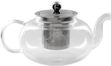HOME DECO FACTORY Théière en Verre avec Infuseur Inox Élégante Multicolore | Verre et inox, théière avec infuseur, thé café et infusions, design élégant, 11x20x13,5 cm, service de table, multicolore