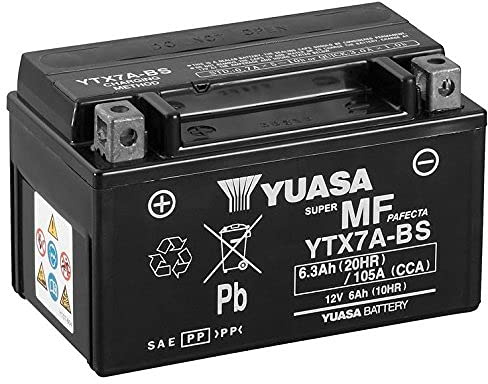 Batterie für Motorrad Yuasa YTX7A-BS - Wartungsfrei - 12 V 6 Ah - Maße: 150 x 87 x 94 mm kompatibel mit SUZUKI Epicuro 125