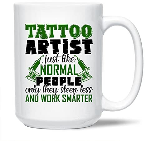 Lustige Keramik-Kaffeetasse für Tattoo-Künstler, Tattoo-Künstler wie normale Menschen, Tattoo-Künstler, grafische Tasse, Geschenkideen, perfekte Tattoo-Künstler-Porzellan-Teetasse, 425 ml