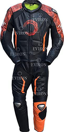 Negro Eviorn motocicleta 2 piezas traje de cuero nuevo diseño. (4XL)