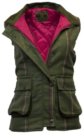 WALKER AND HAWKES - Gilet da donna Derby Tweed Bayston - Striscia Rosa - 40